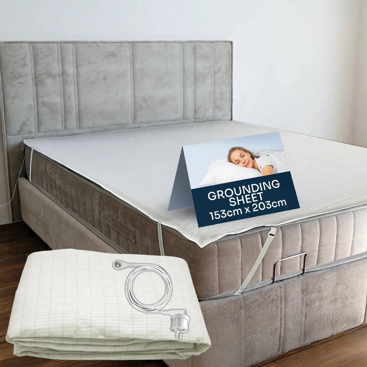LENZUOLO CON MESSA A TERRA GROUNDING - cotone e fibra d'argento conduttiva-153x203 cm